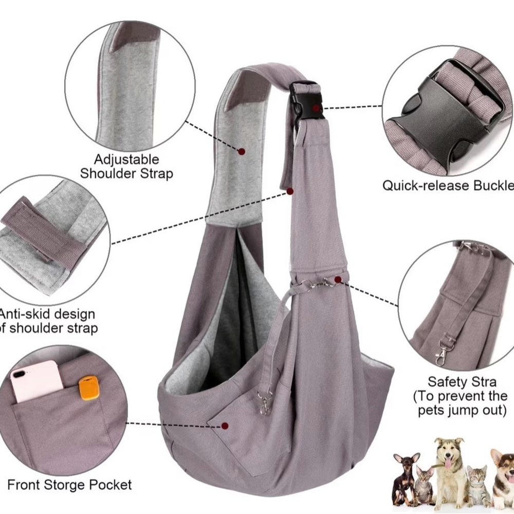 🐾 Ownpets Pet Sling Carrier – Gray Hands-Free Dog/Cat Carrier - Picture 9 of 9